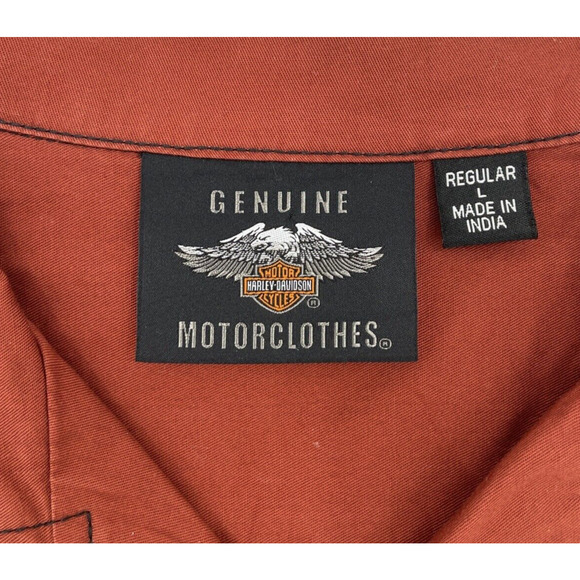 Harley Davidson Embroidered Mechanic Shirt Mens Large Short Sleeve Colorblock - Picture 3 of 7